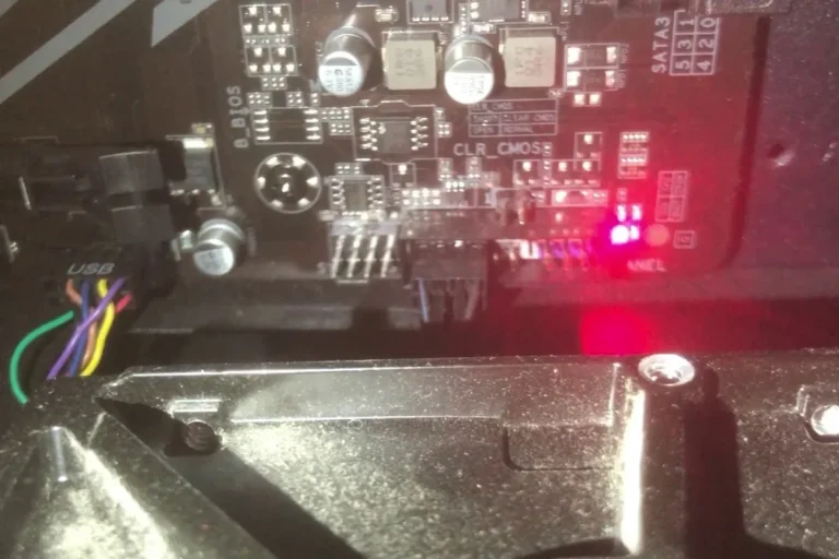 What does a red boot LED mean on a gigabyte motherboard?